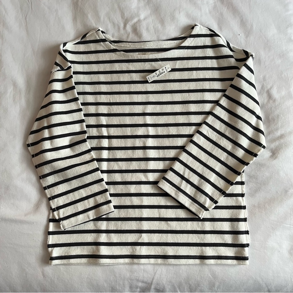 Madewell Striped Lone Sleeve Luxe Top NWT